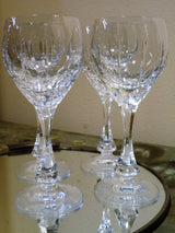 Set of six white wine French crystal glasses
