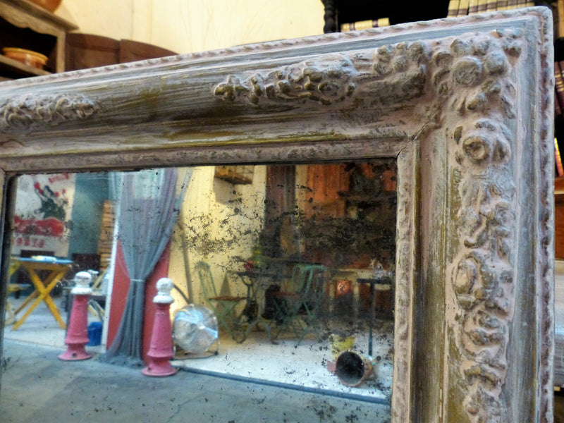 Mirror, original glass & pink patina, 19th-century