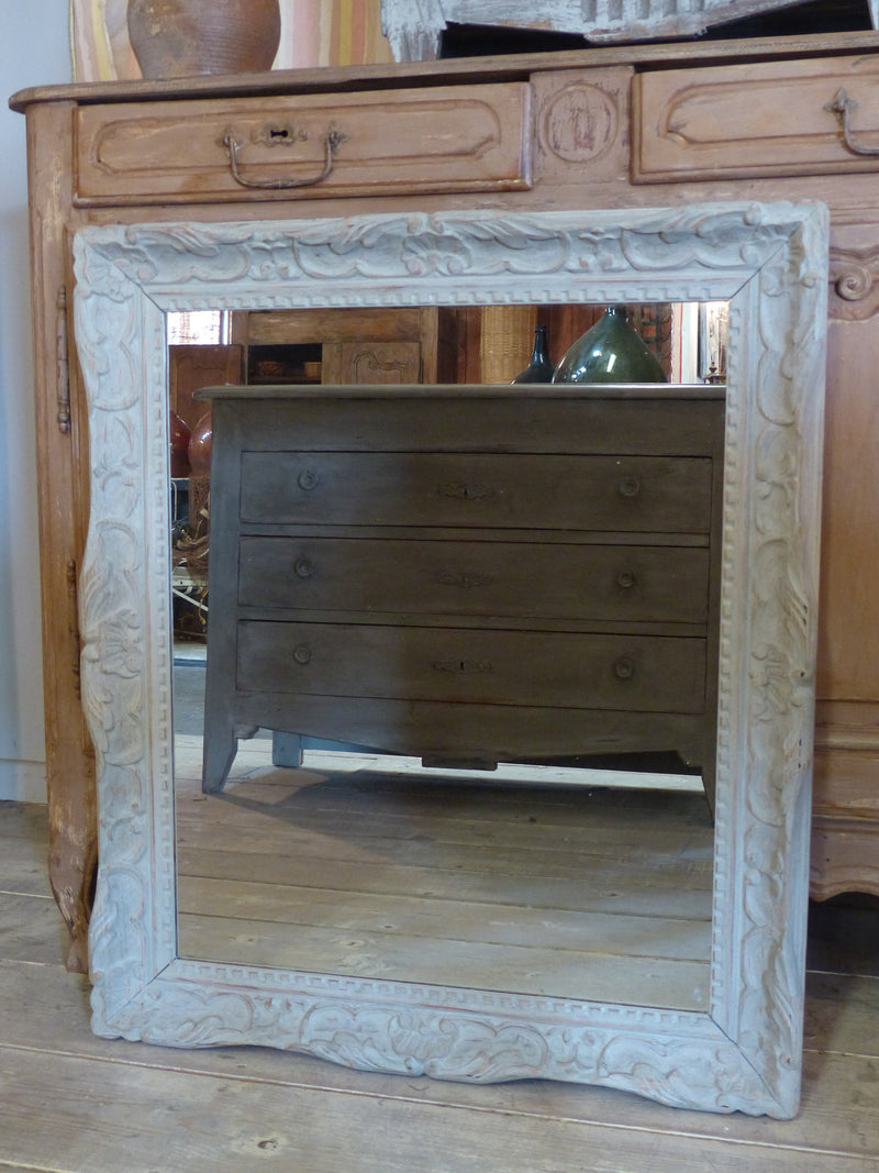 20th century French mirror with carved timber frame