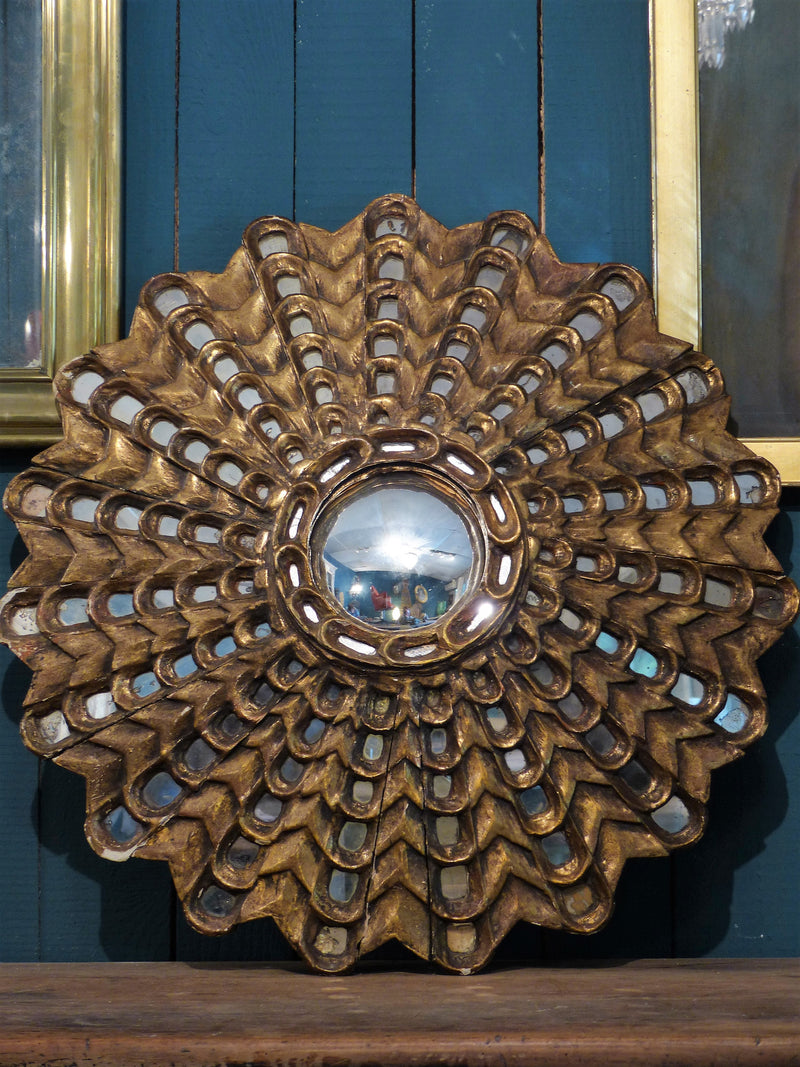 Large carved gilt wood sunburst mirror