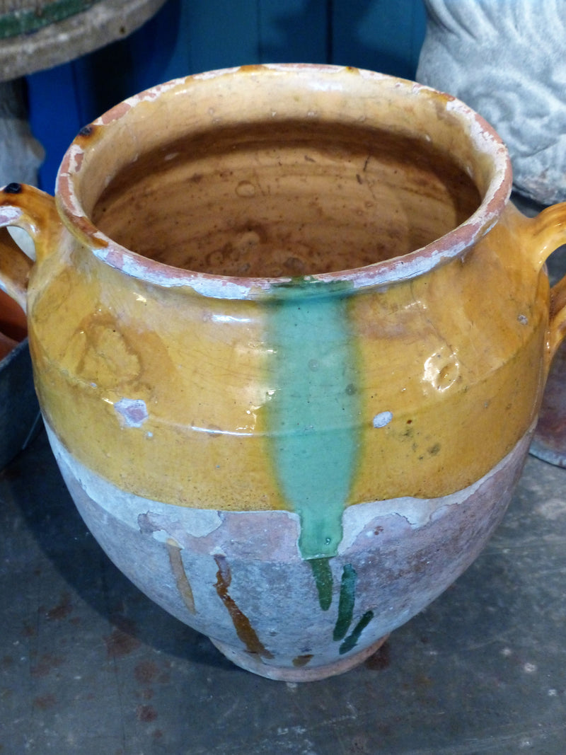 Large French ceramic confit pot – orange glaze