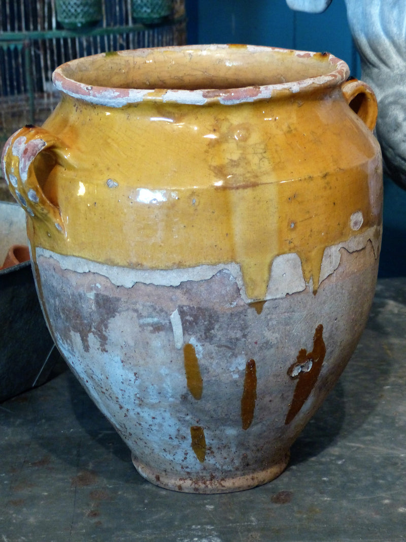 Large French ceramic confit pot – orange glaze