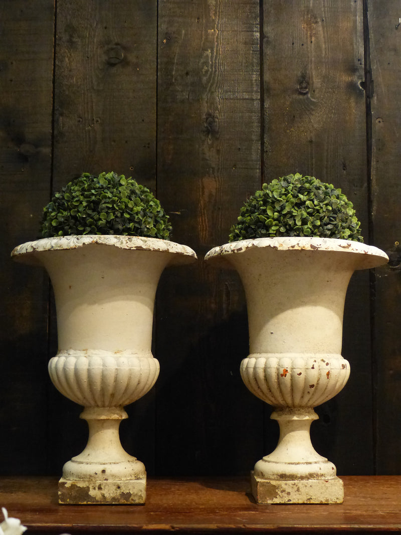 Pair of 19th century white Medici urns