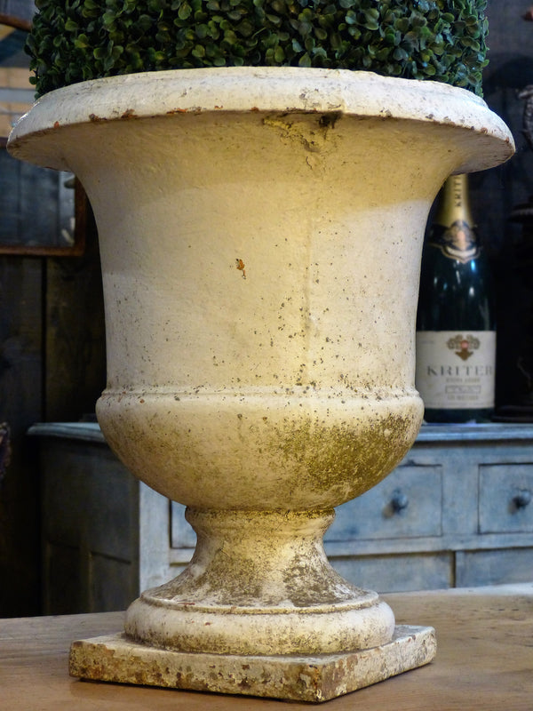 Large white Medici urn in cast iron
