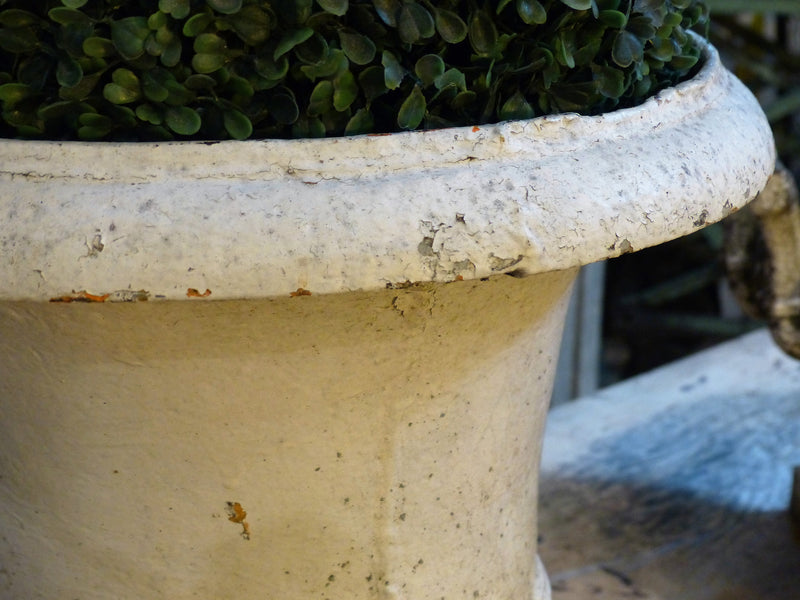 Large white Medici urn in cast iron