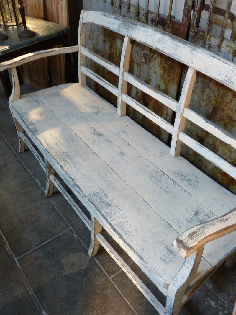 French bench seat white patina modern farmhouse décor fast delivery
