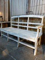 French bench seat white patina modern farmhouse décor mudroom