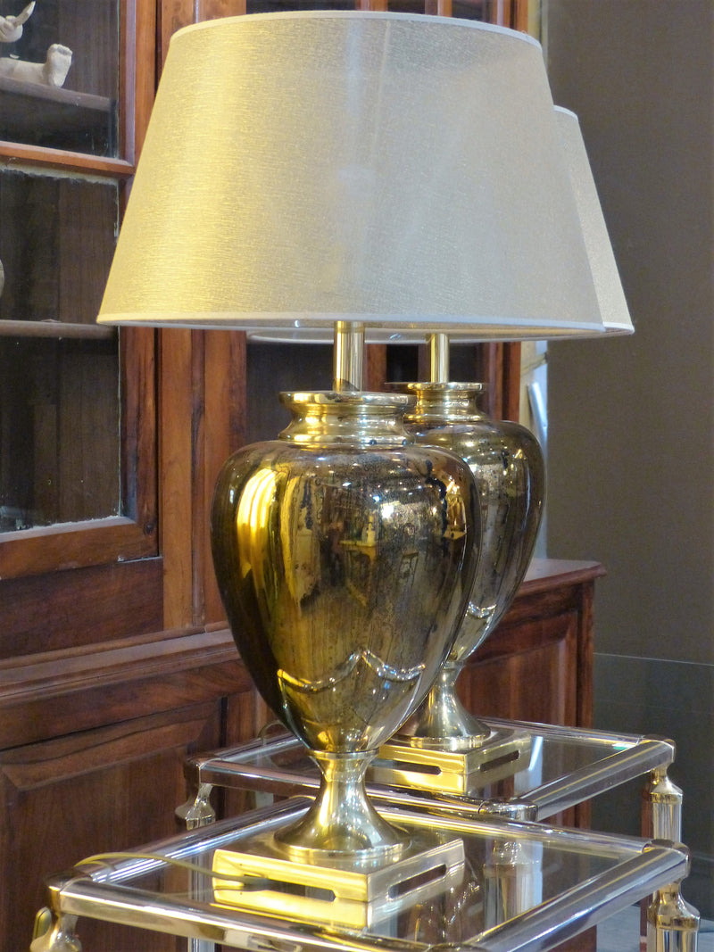 Pair of mid century French lamps gold