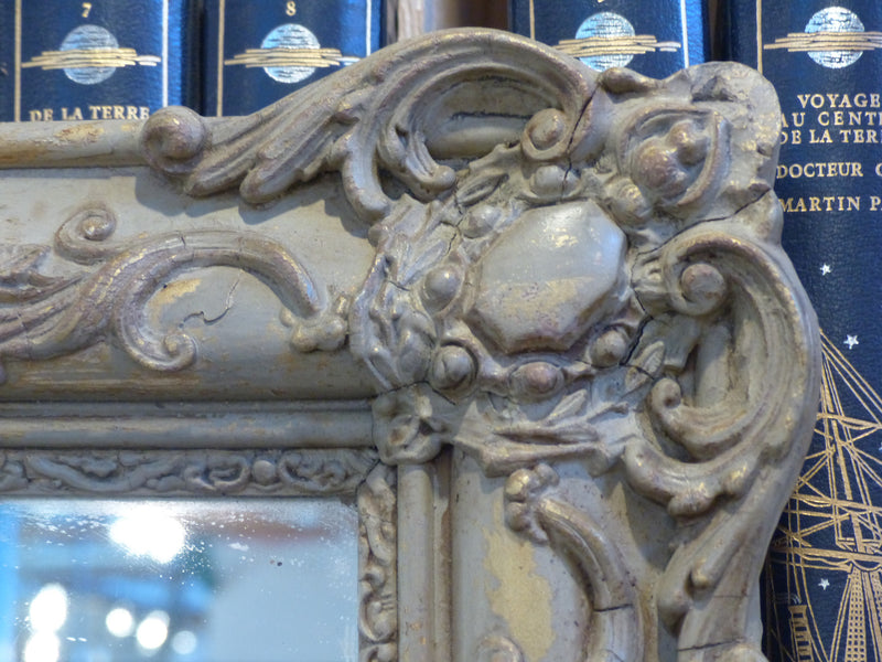 19th century French mirror original glass rich patina modern farmhouse décor