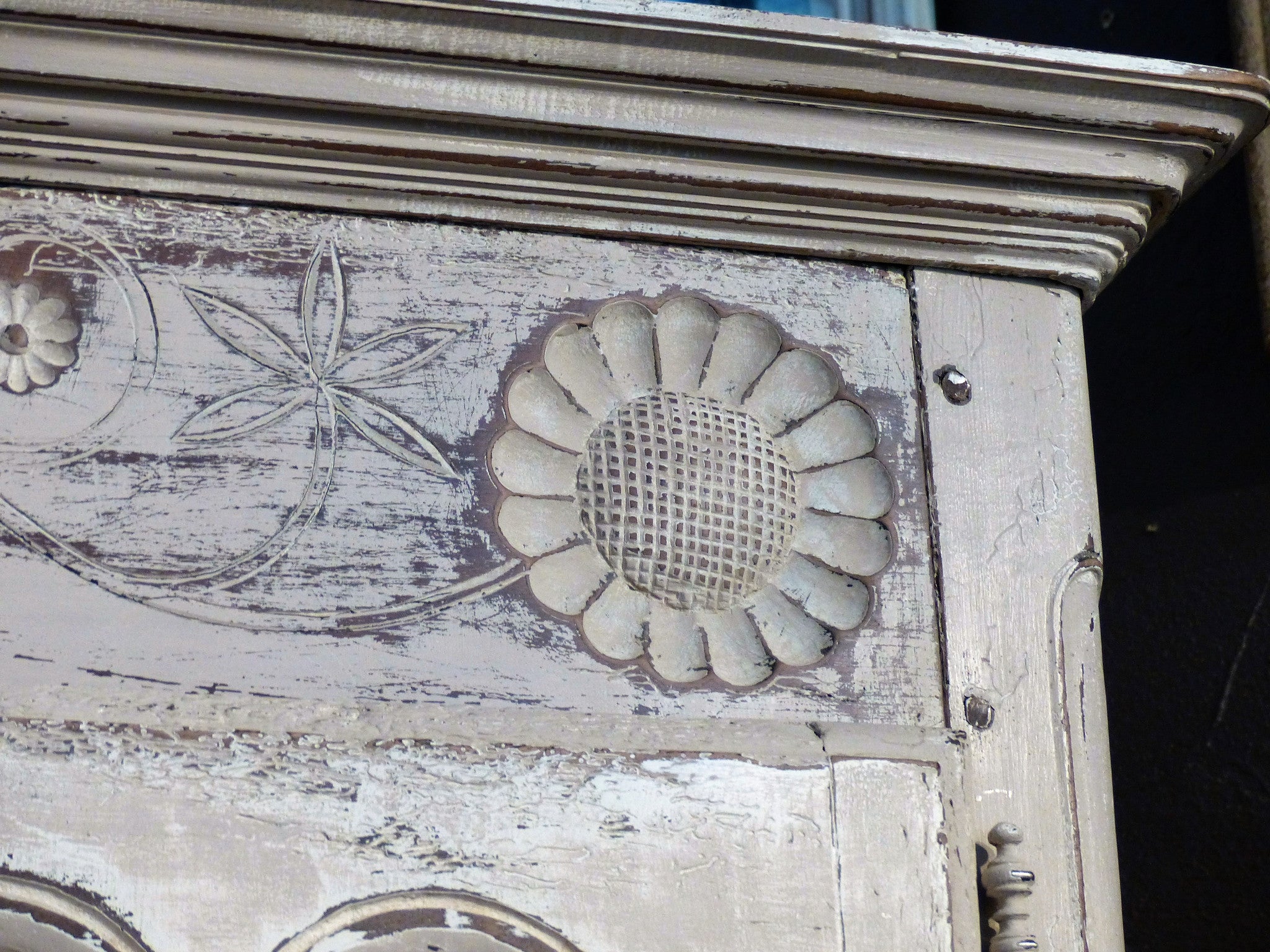 Louis XV armoire with white patina