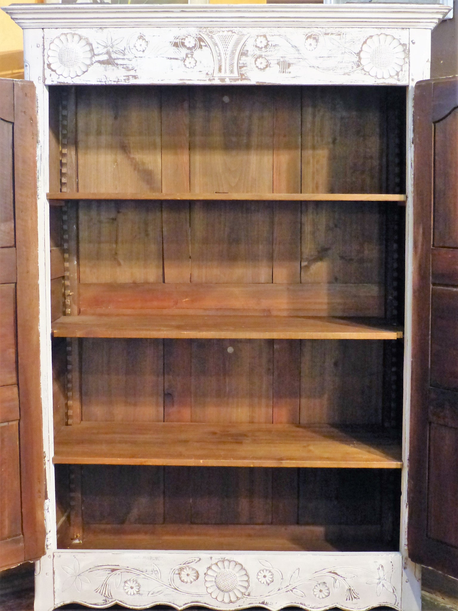 Louis XV armoire with white patina