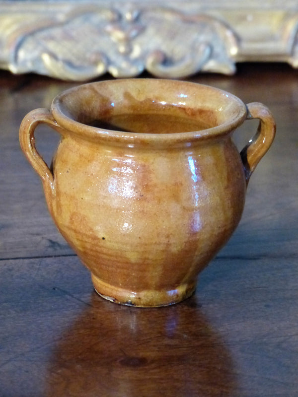 Vintage French pottery confit pot orange glaze