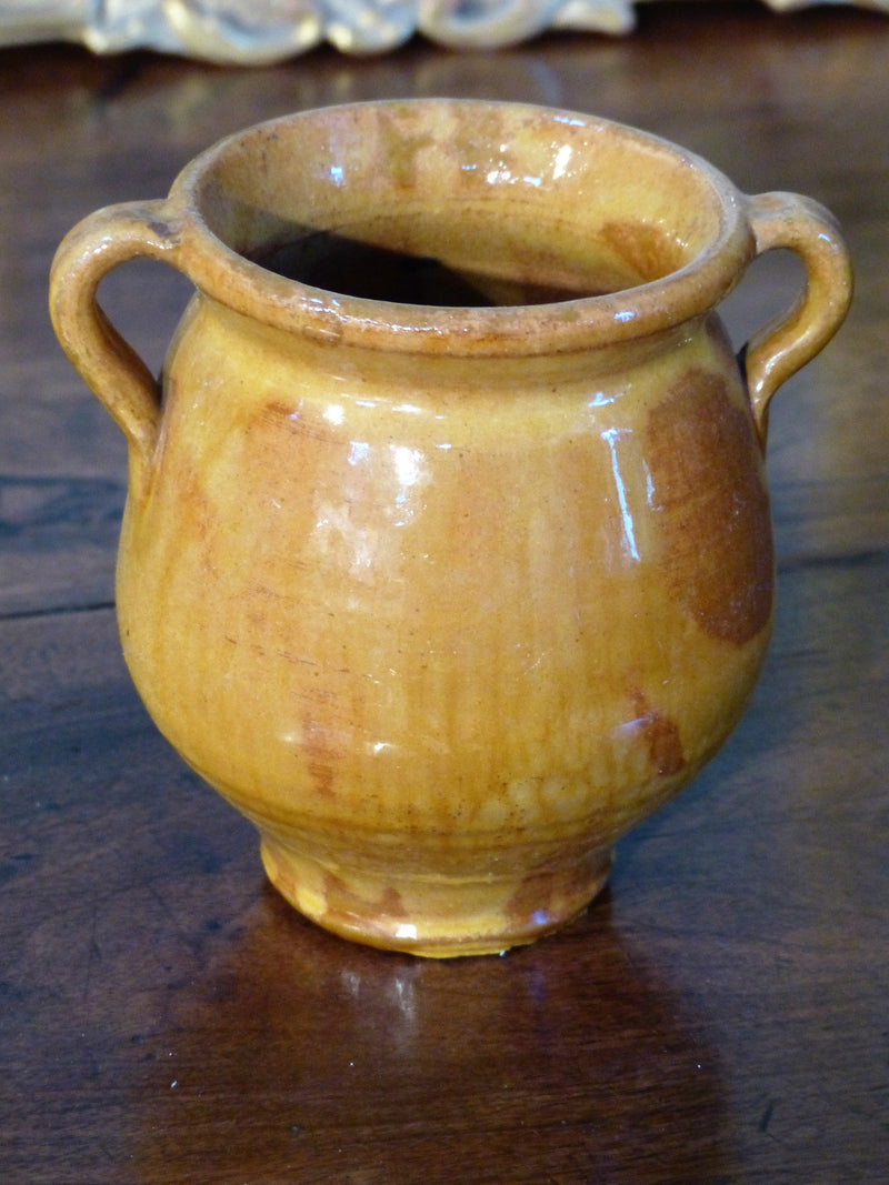 Vintage French pottery confit pot orange glaze
