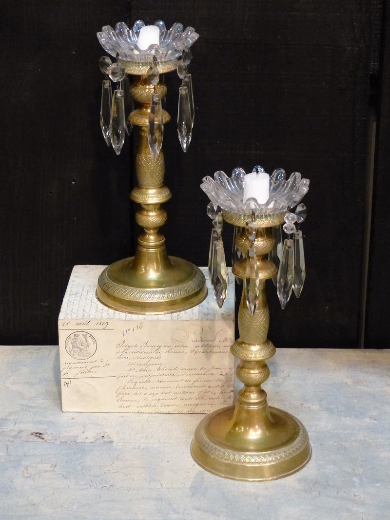 Pair of French candlesticks gilded bronze luxury wedding gift from France
