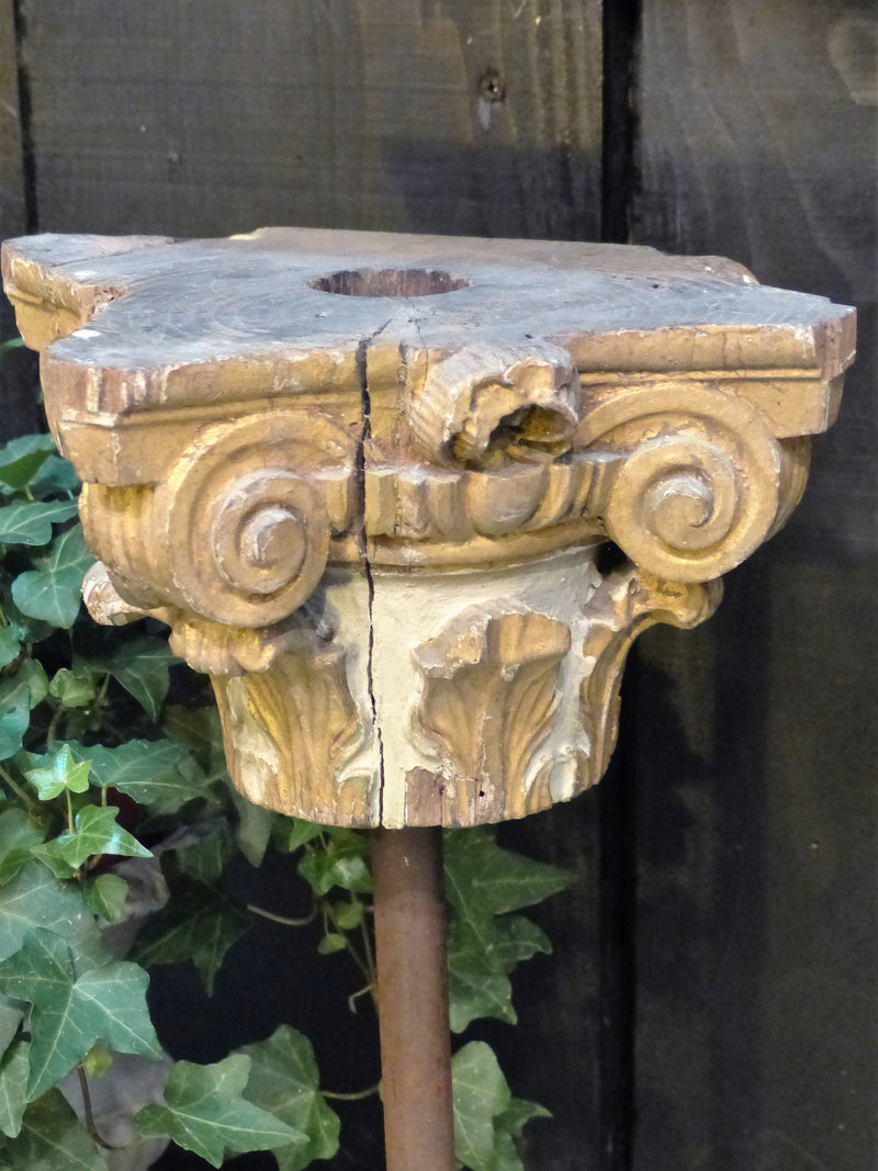 Pair of French gilded mounted capitals