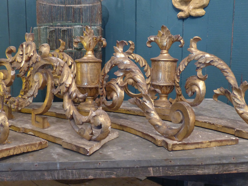 Pair of 18th century candle holders Italian gold gilded