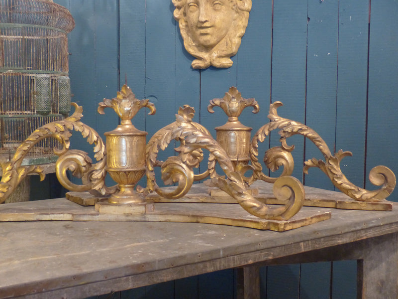 Pair of 18th century candle holders Italian gold gilded