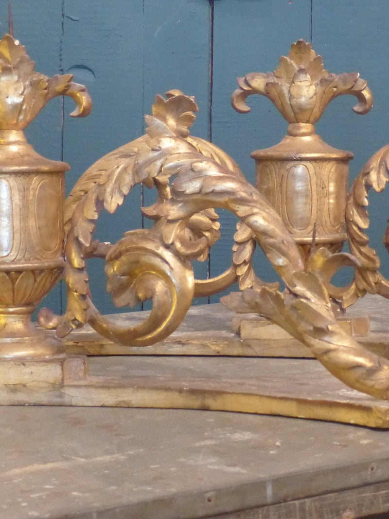 Pair of 18th century candle holders Italian gold gilded