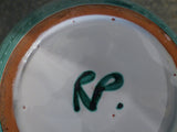 Acqua blue bowl French artisan mid century pottery