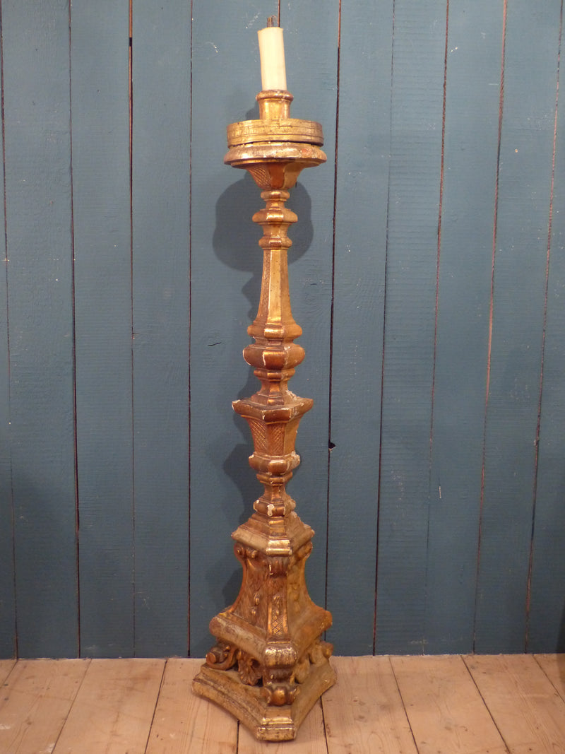 Large French candlestick from church giltwood