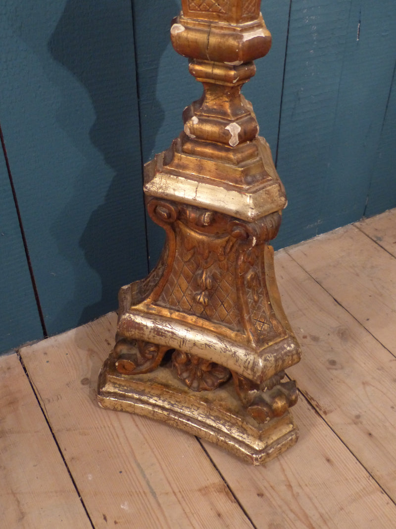 Large French candlestick from church giltwood lamp stand