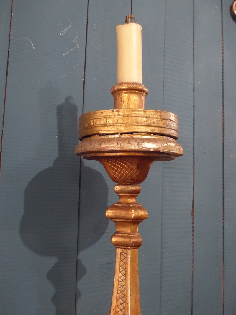 Large French candlestick from church giltwood