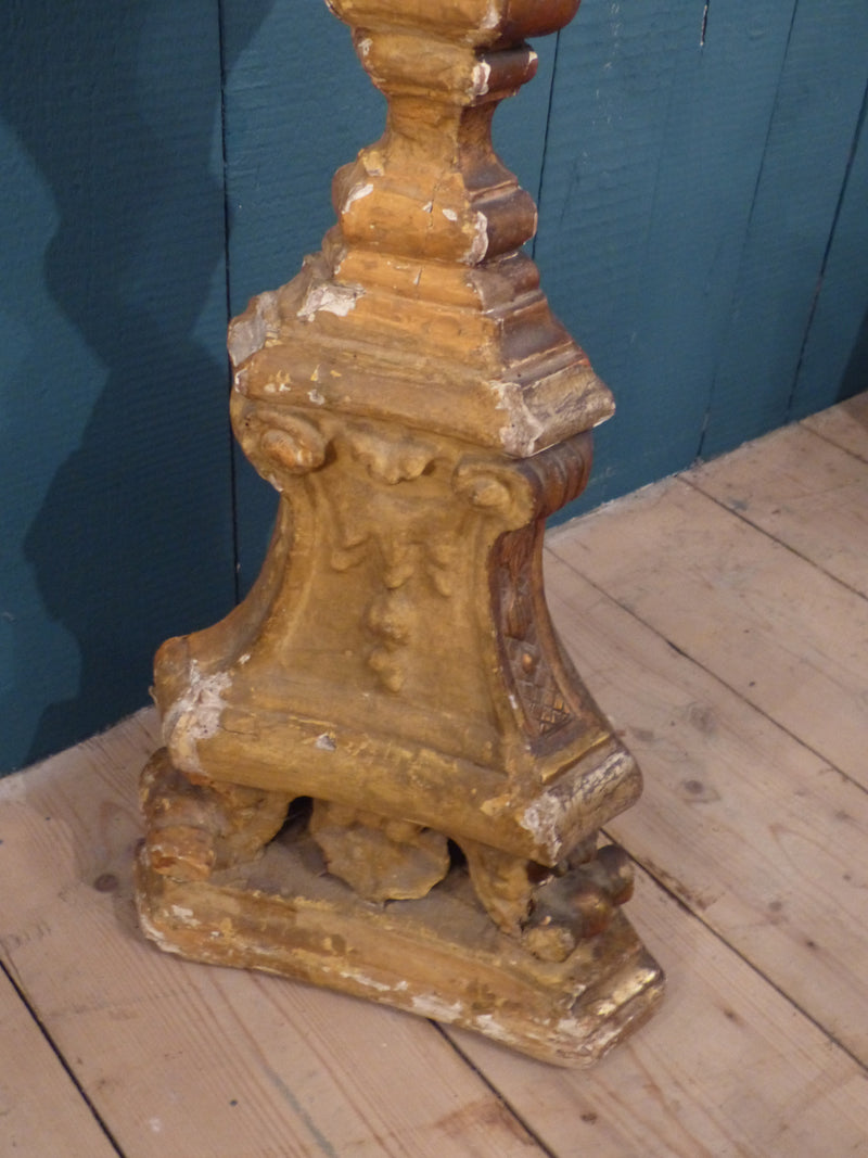 Large French candlestick from church giltwood lamp stand