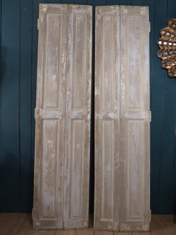 Pair of 19th century shutters with white patina modern farmhouse décor