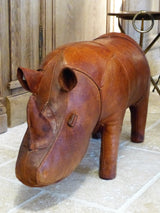 Mid century modern leather foot rest rhino