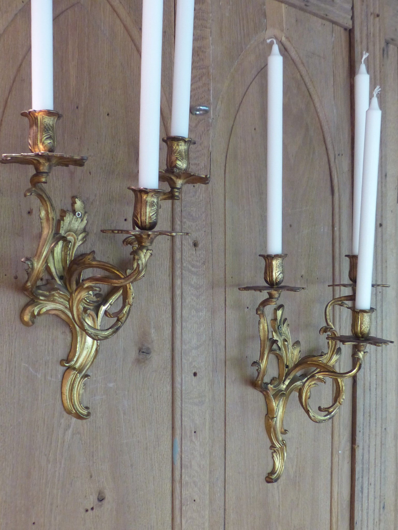 Pair of 19th century candle wall sconces bedroom bathroom beside fireplace beside mirror wall mount