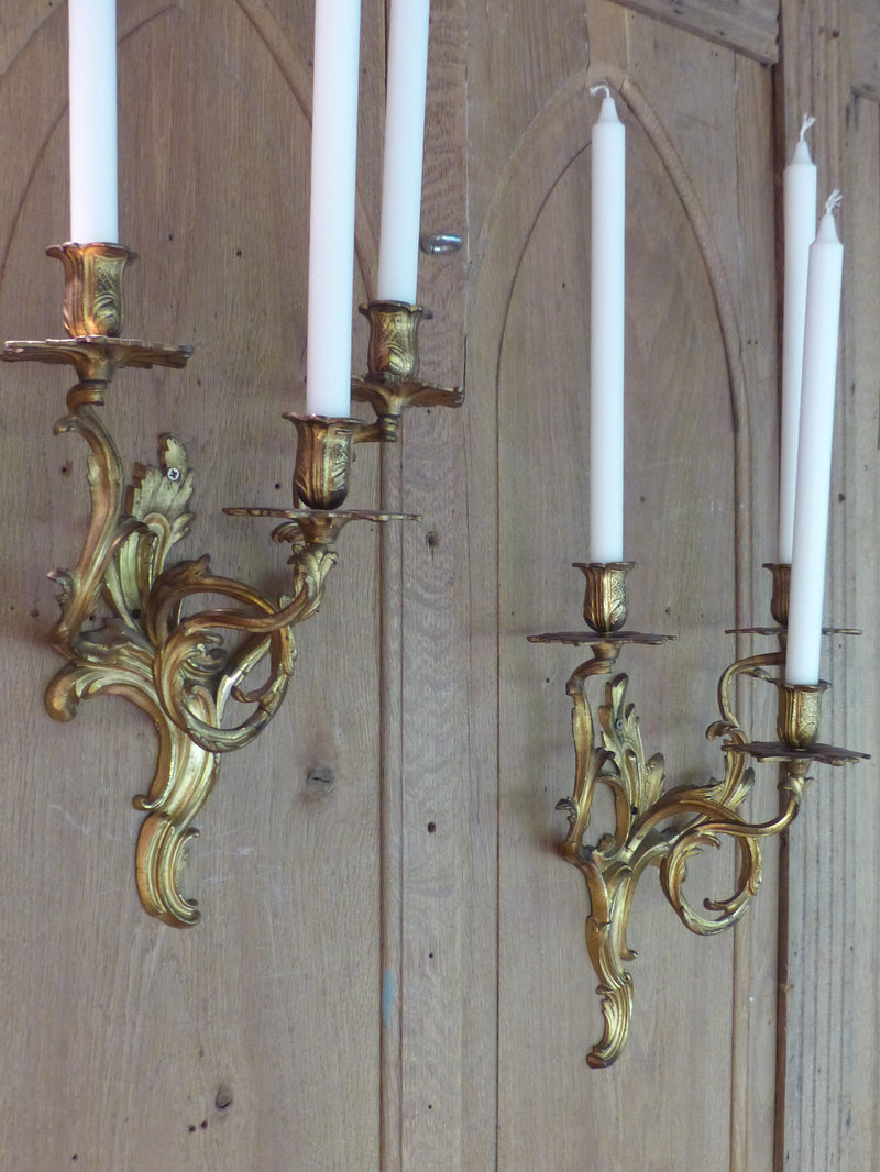 Pair of 19th century candle wall sconces bedroom bathroom beside fireplace beside mirror wall mount