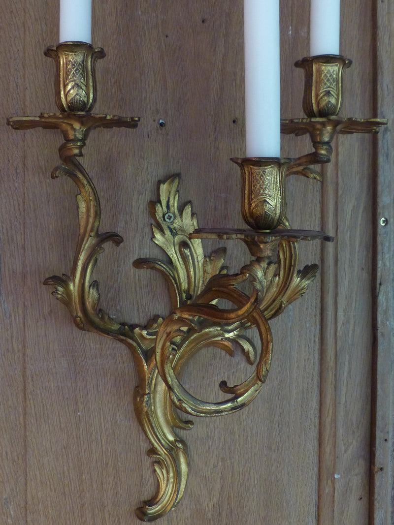 Pair of 19th century candle wall sconces bedroom bathroom beside fireplace beside mirror wall mount