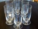 Vintage French glassware set of six crystal beer glasses engraved
