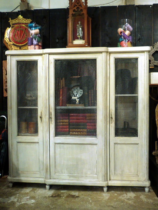 French bookcase with original grillwork doors