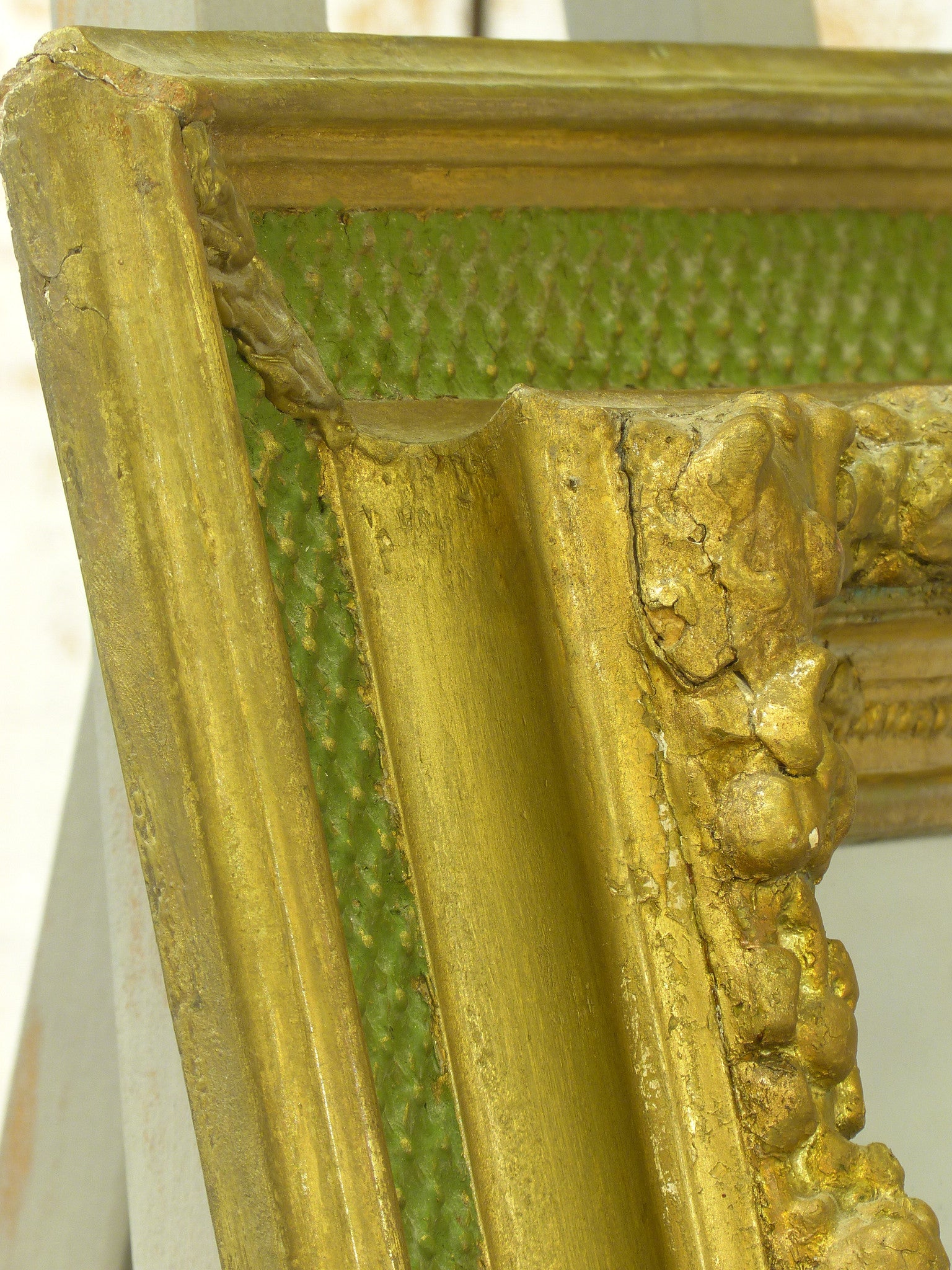 Mirror, small, green and gold, Napoleon III
