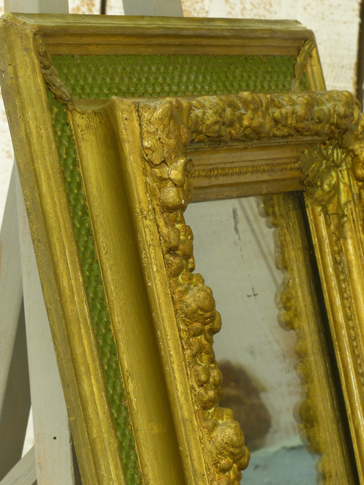 Mirror, small, green and gold, Napoleon III