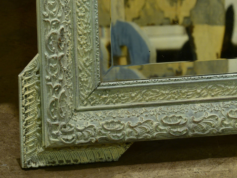 Large Napoleon III mirror with white patina