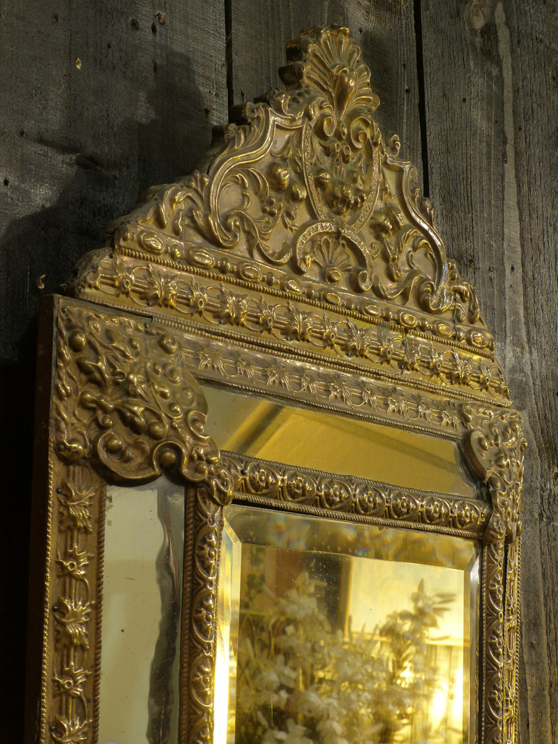 Napoleon III mirror with original glass and metal frame 
