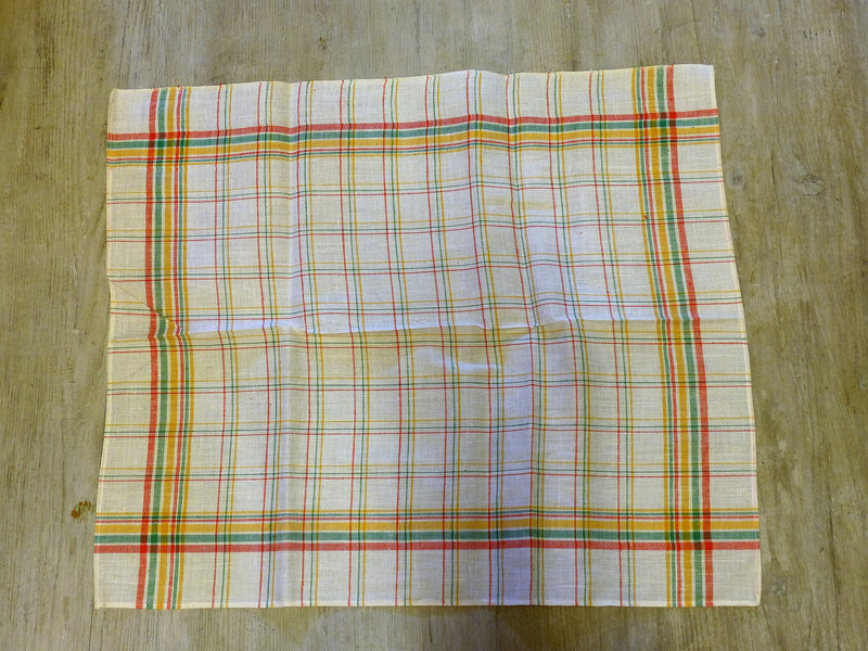 Tea towels, fine linen check pattern, 1940s - pair