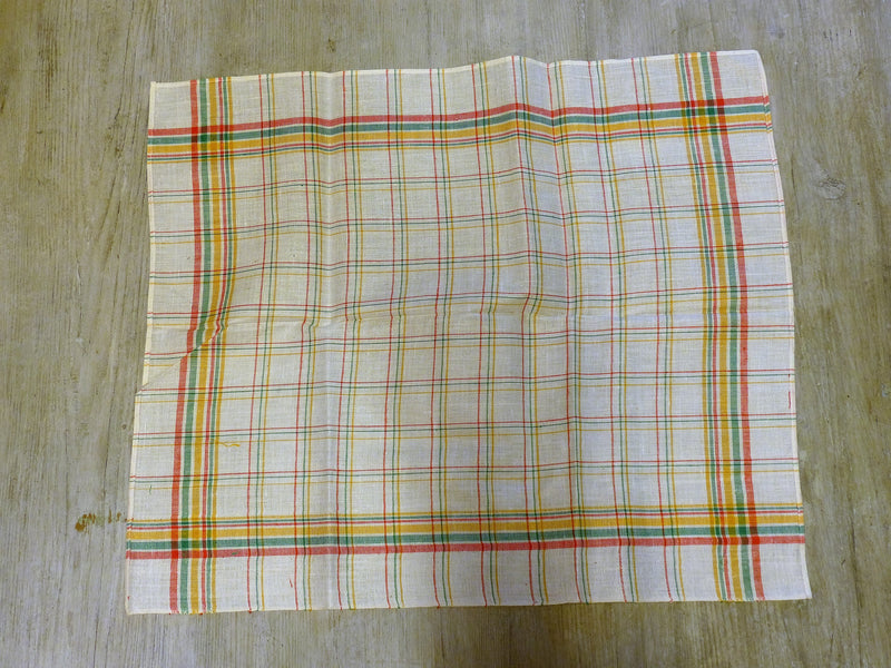 Tea towels, fine linen check pattern, 1940s - pair