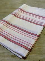 Fine linen tea towel with pink stripe – 1940’s