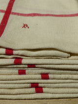 Set of 4 French linen tea towels with "R' monogram