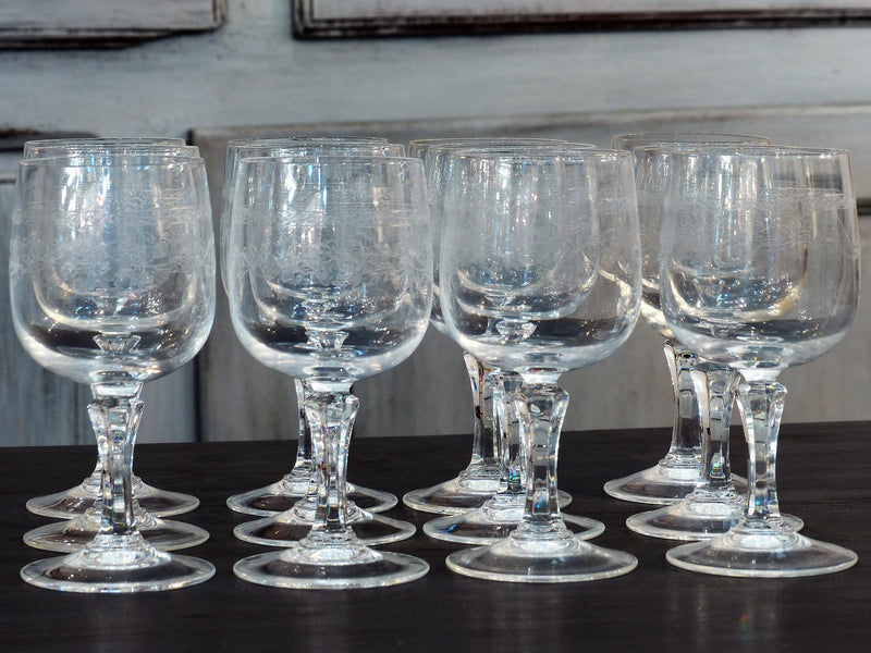 Six antique French wine glasses with gold rim – Chez Pluie