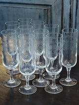 Set of 10 French champagne flutes - 1930's