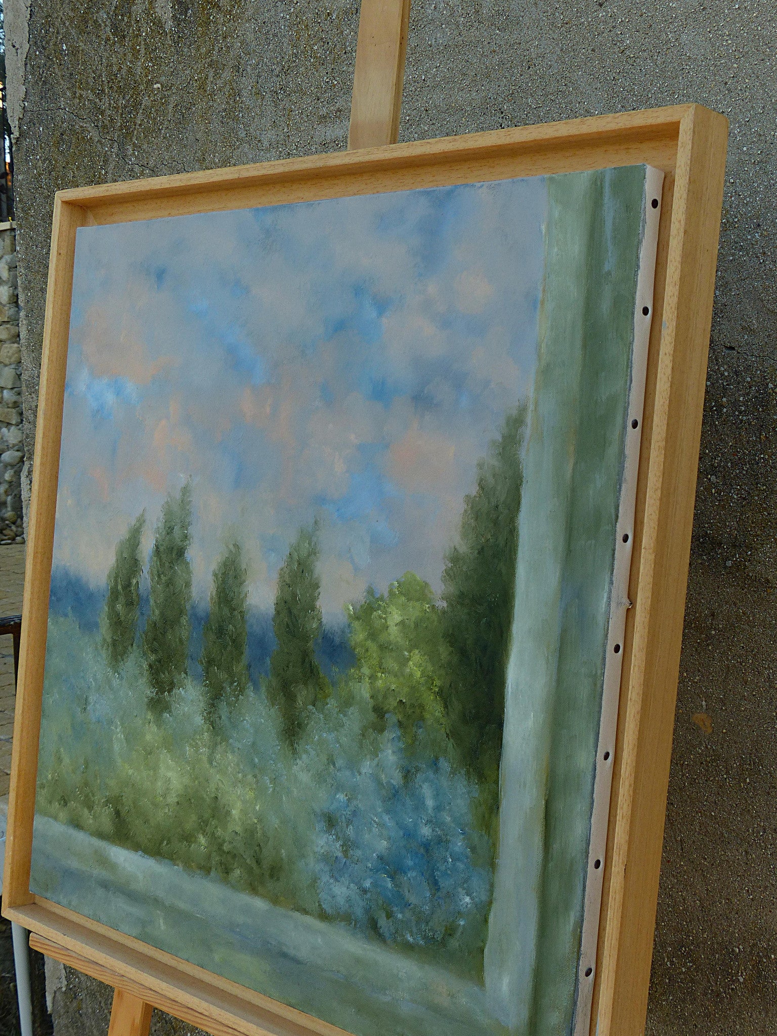 Oil landscape painting - À la fenêtre