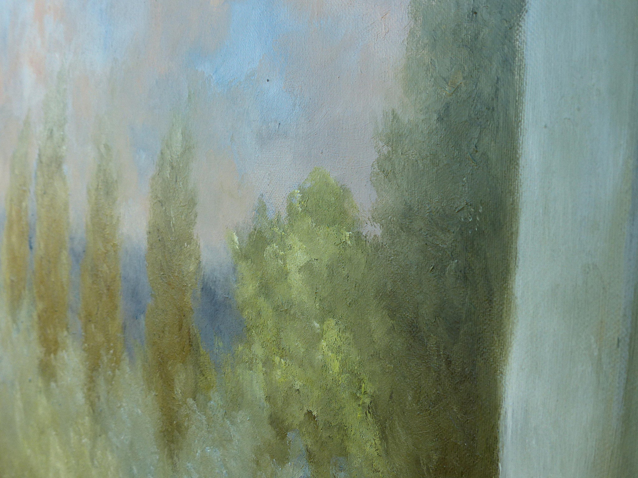 Oil landscape painting - À la fenêtre