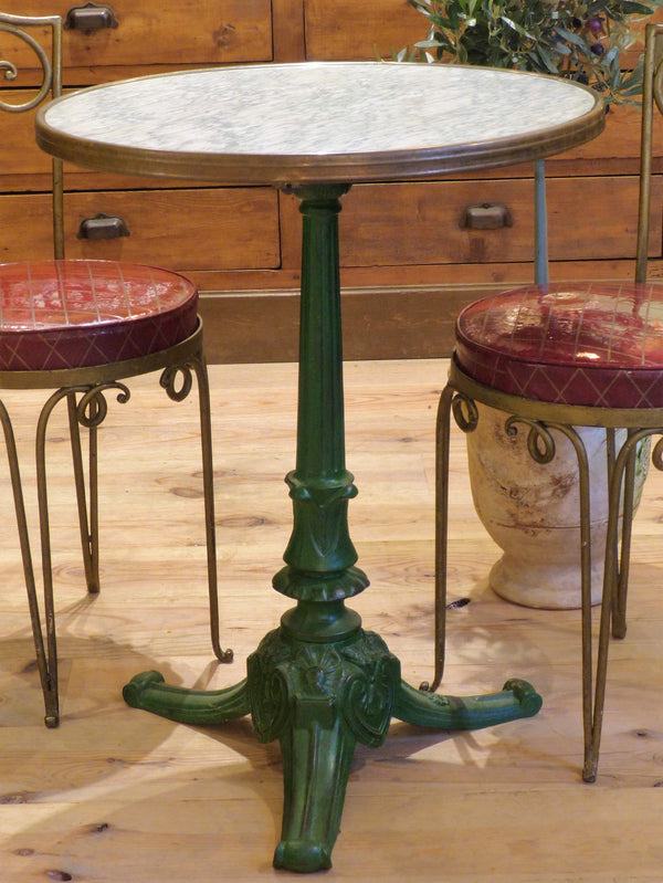 Round marble top bistro table with green stand - Paris