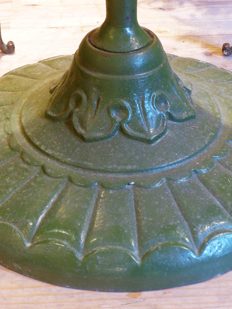 Round bistro table, marble with green stand, Paris