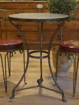 Round marble bistro table with cast iron legs
