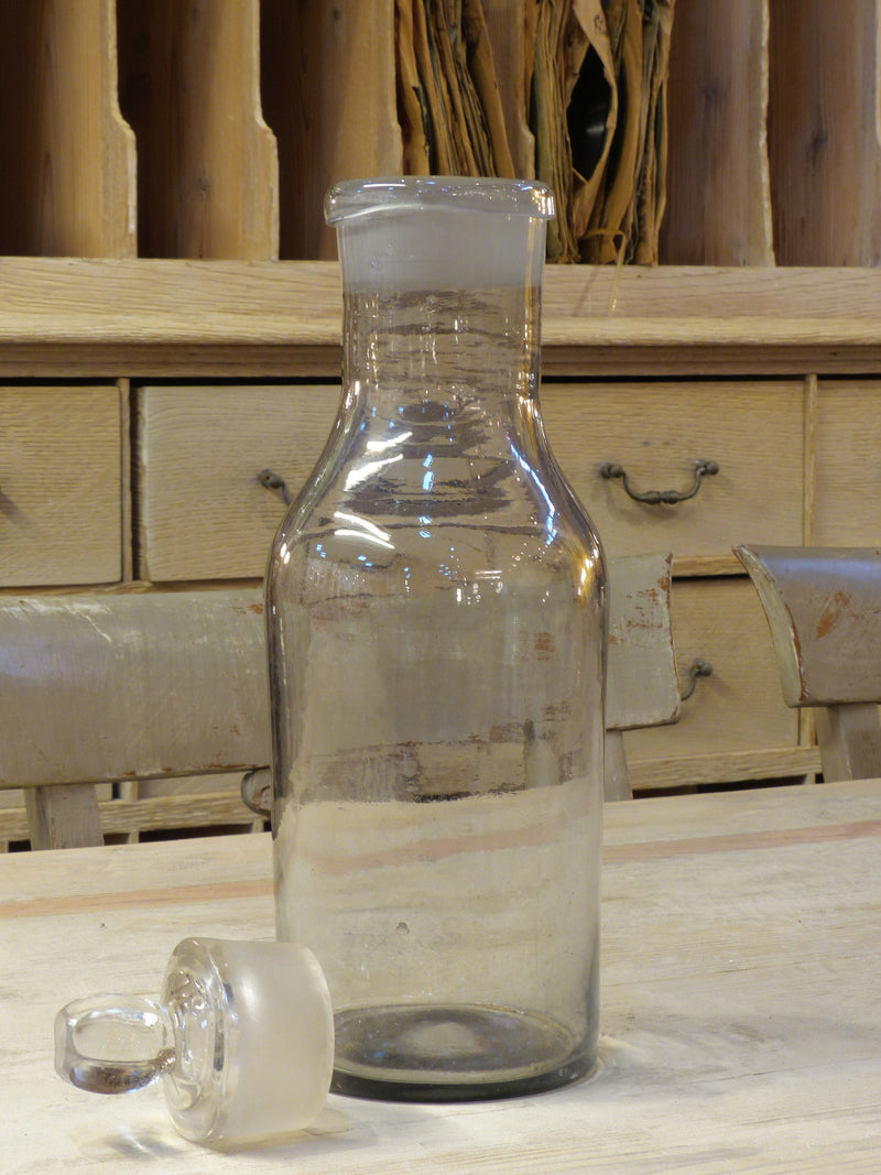 Large grey apothecary bottle with lid Chez Pluie
